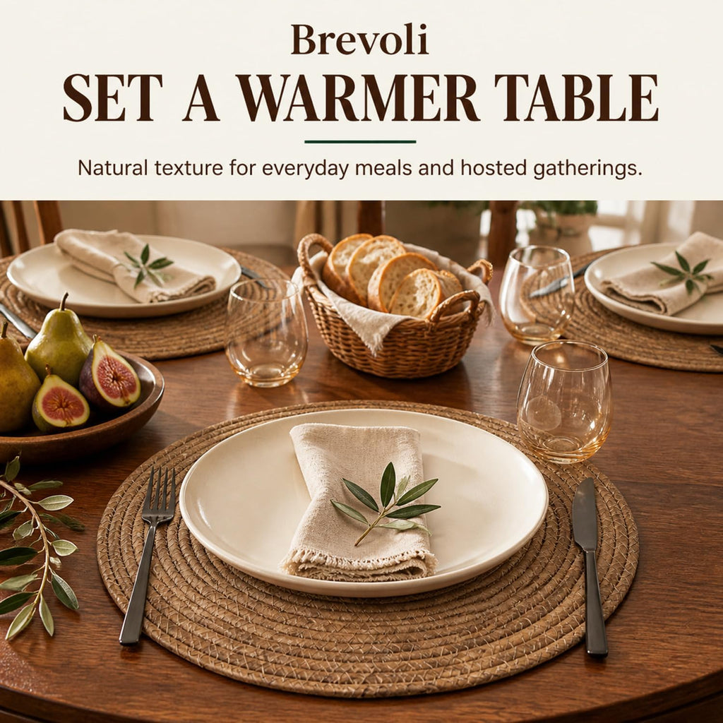Inch Round Woven Placemats, Rattan Style Charger Plates - Set of 6