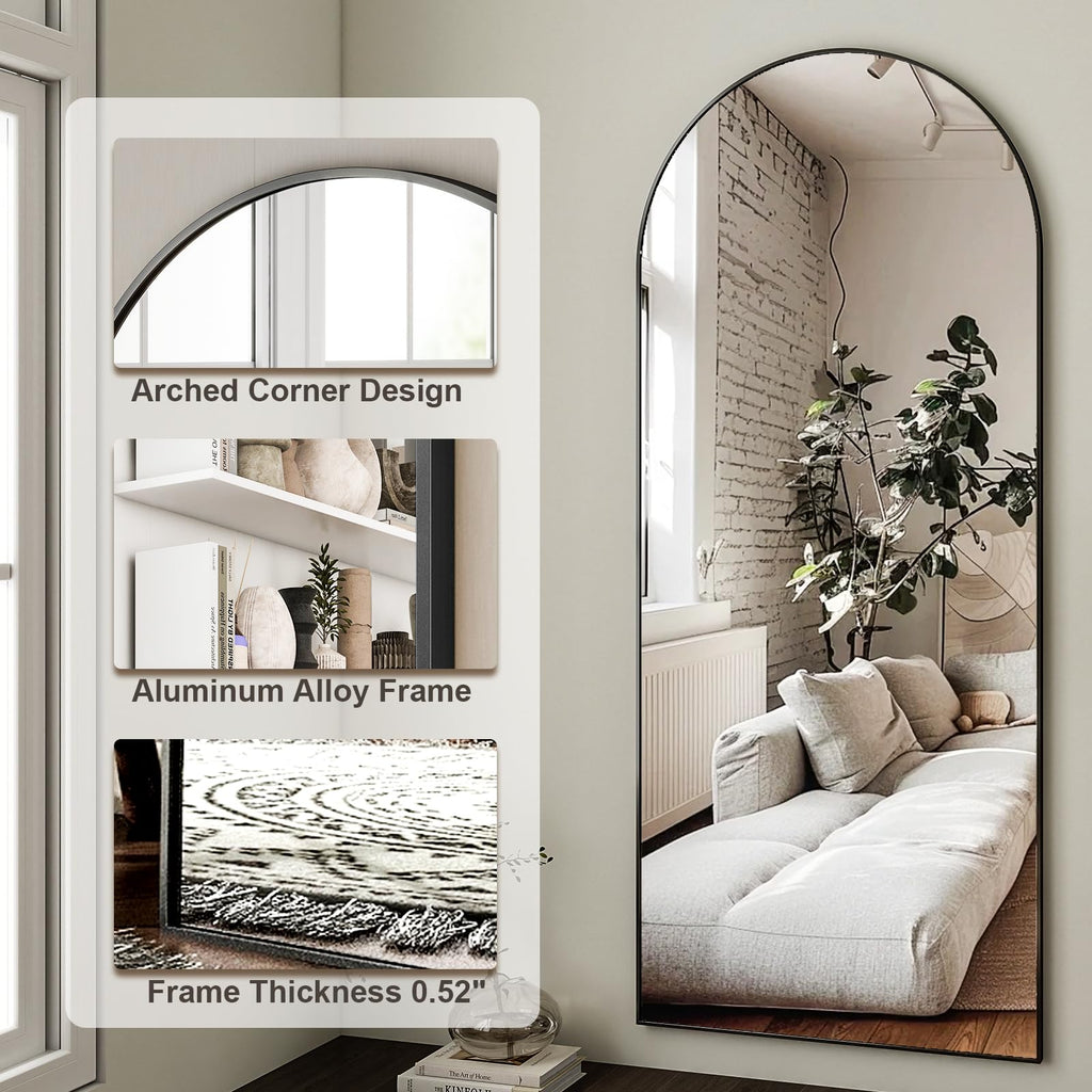 64"x21" Full Length Mirror, Arched Full Mirror