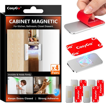 4Sets Extra Strong Magnetic Cabinet Door Catch, No-Drill Invisible Ultra Thin Magnets Door Closure, Drawer Magnets with
