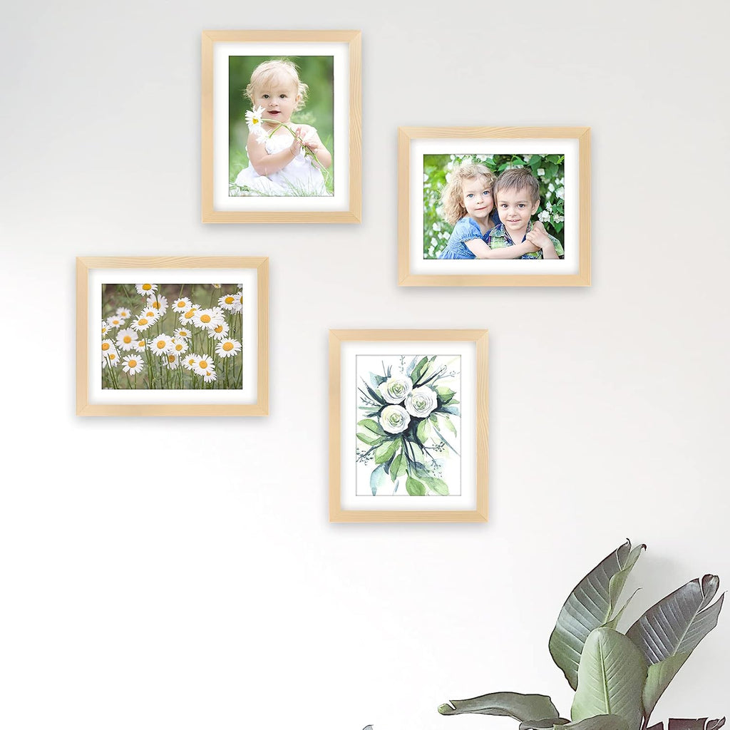 8x10 Picture Frames Solid Wood 6x8 Photo Frame with Mat Grain 6 Pack | Wall and Tabletop Display, Shatterproof