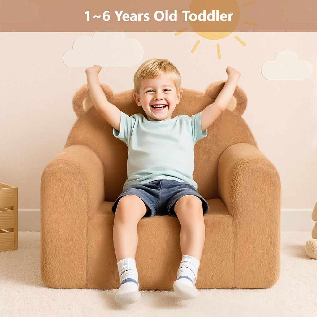 Toddler Chairs Comfy, Brown Bear Kids Couch for Ages 1-6