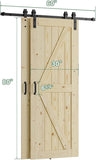 Double 30x80 in Door, for 51"x80" Opening, Solid Wood Panelled Bypass Barn Door with Sliding Hardwar