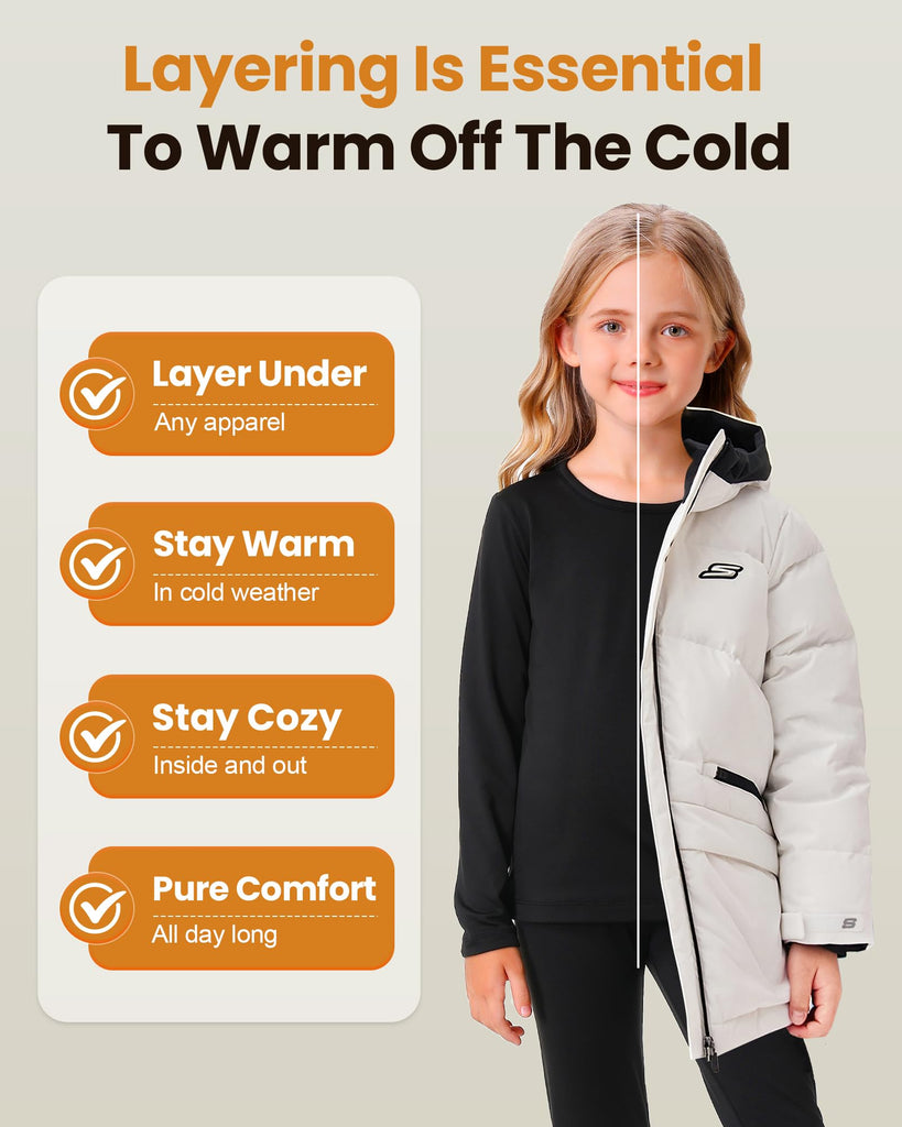 Thermal Underwear for Kids long johns, Girls Thermal Underwear Set for Skiing, Kids Long Underwear Base Layer Winter