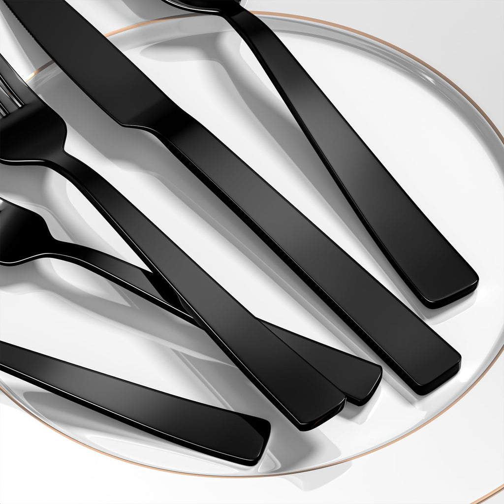 40 Pieces Black Silverware Set, Stainless Steel Flatware Set for 8