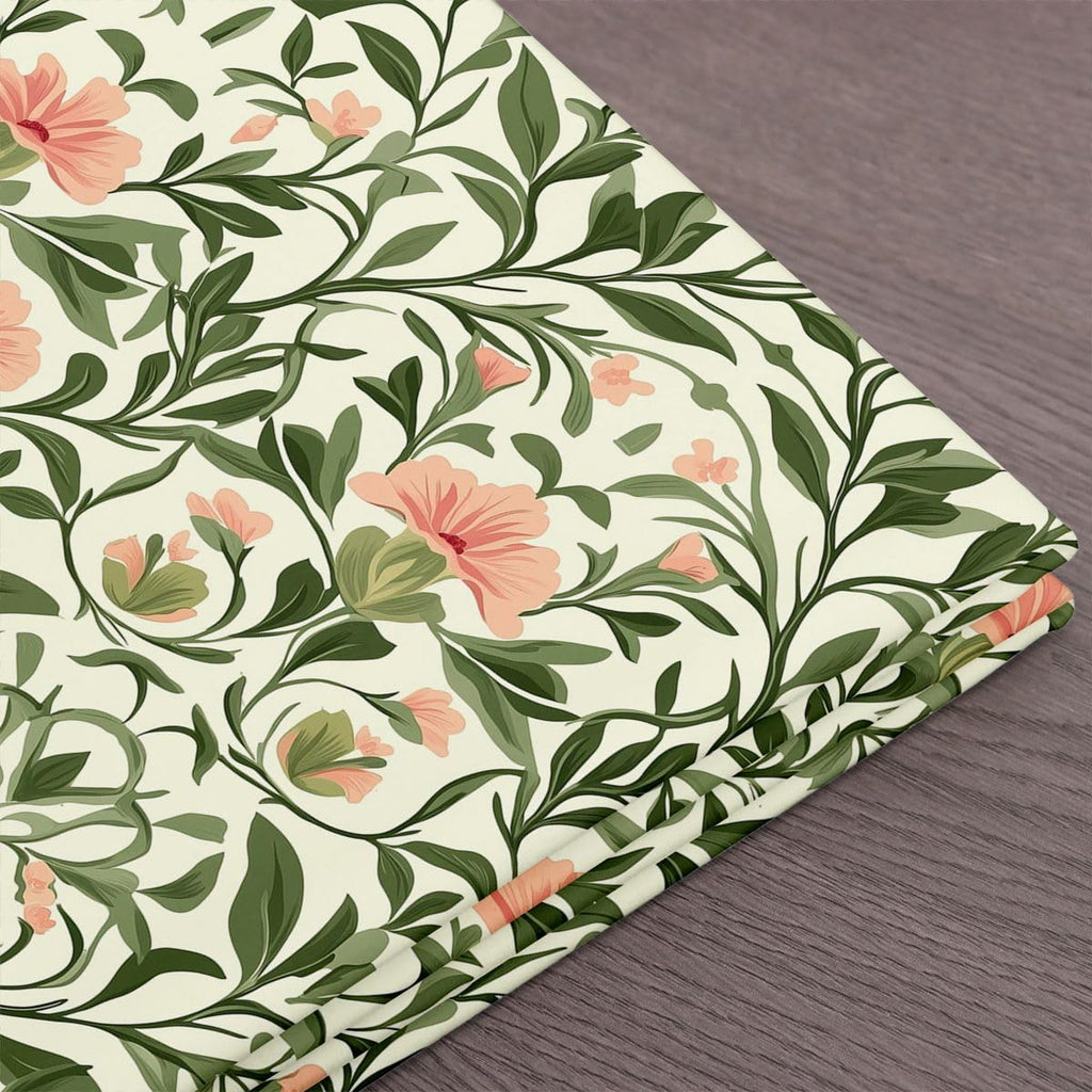 Flowers Garden Floral Orange Green Fabric by The Yard 1 Yard Botanical