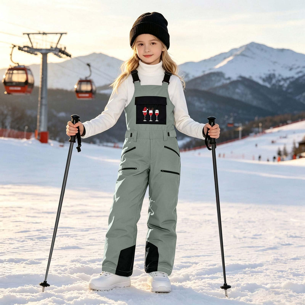 Snow Bibs Kids Printed Insulated Ski Bib Overalls Winter Snowsuits