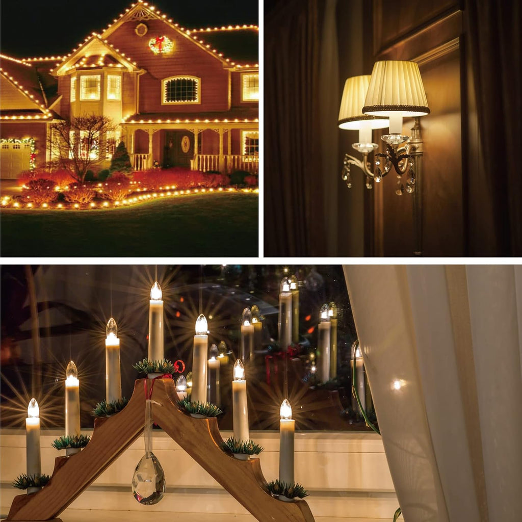C7 LED Night Light Bulbs, E12 Candelabra Base, Warm White