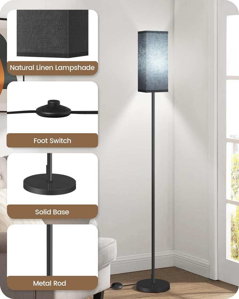 Floor Lamp, Pole Lamp with Foot Switch, Modern Standing Lamp Shade, Minimalist Freestanding Lamp (Bulb Not Included)