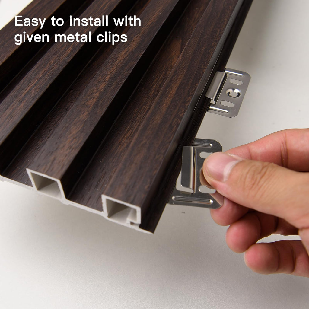 96 x 6 Inch WPC Wood Diffuser Slat Wall Panel, 8-Pack, Black Walnut