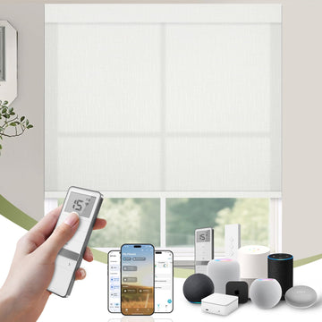 Light Filtering Motorized Blinds with Remote, Custom Roller Shades