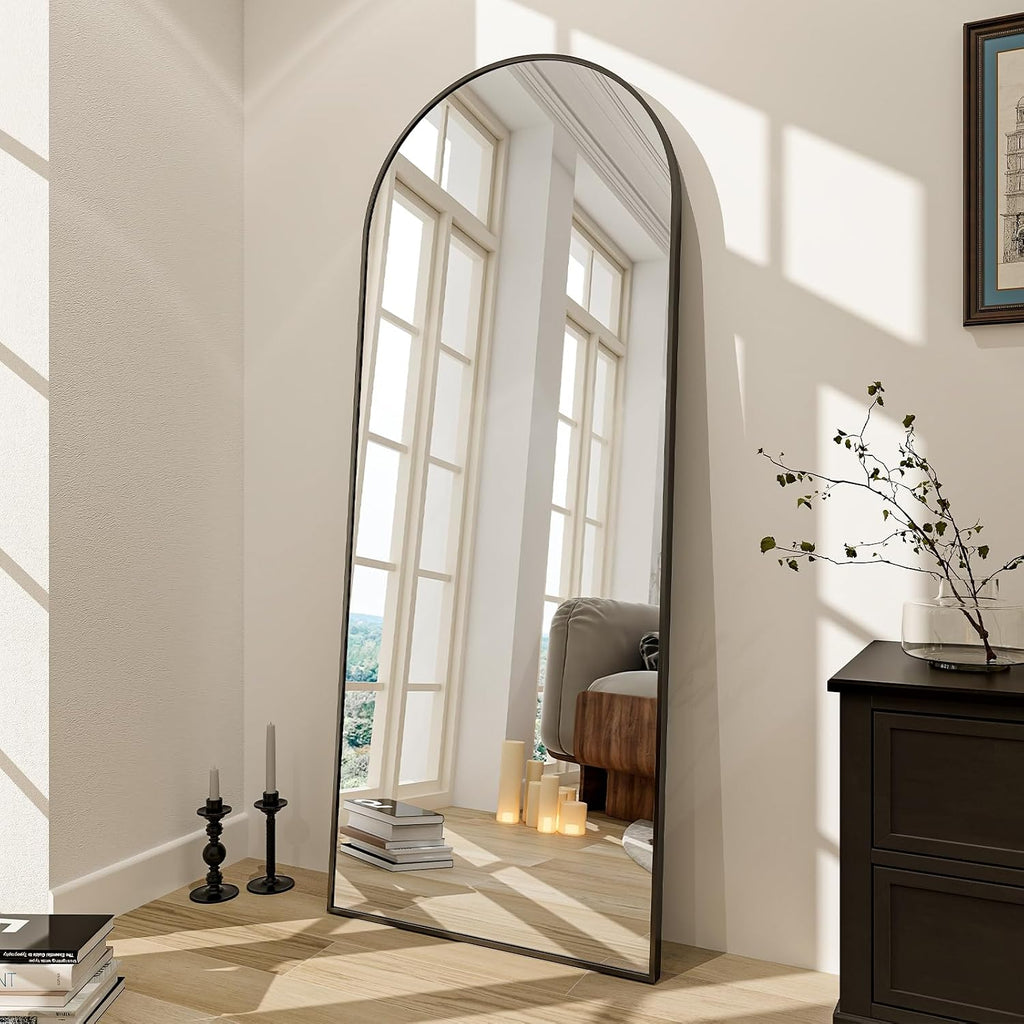 65"X24" Full Length Mirror, Arch Full Body Floor Mirror, Wall Mirrors Hanging Or Leaning Arched-Top with Stand,