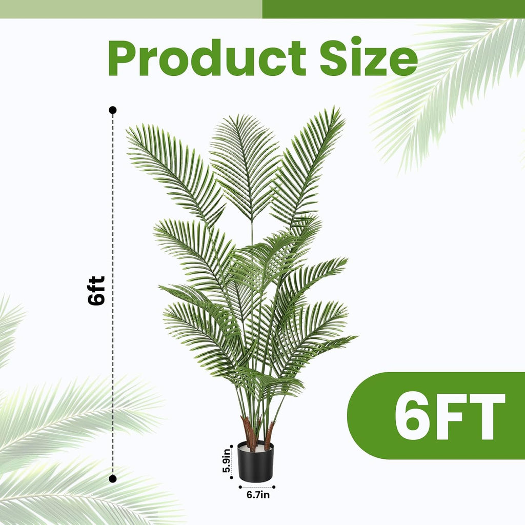 Artificial Palm Trees, 6FT Tall Faux Tree and Outdoor, Artificial Plants with Basic Planter, Suitable, Porch Outside