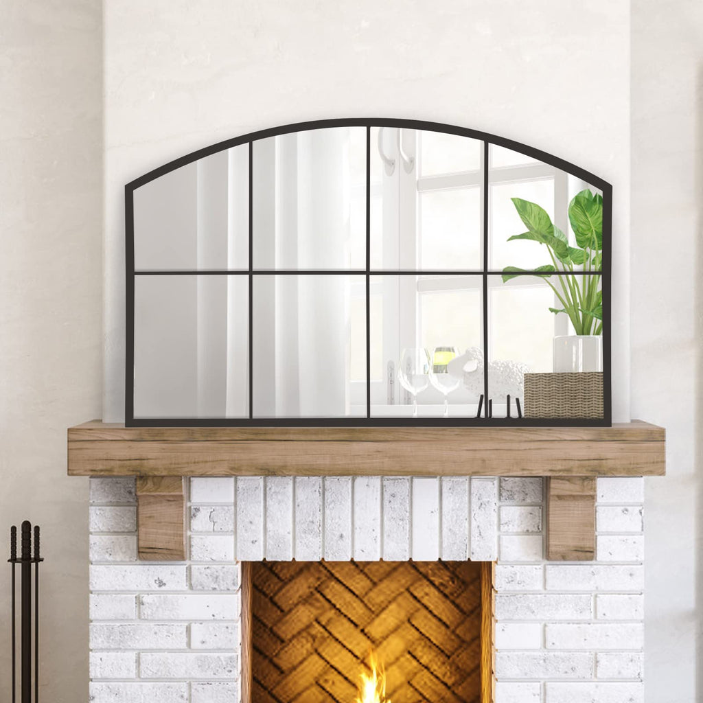 42x28 Large Black Arched Window Pane Wall Mirrors, Farmhouse Decor
