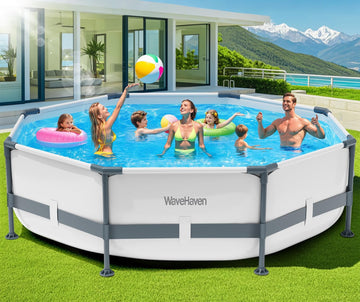 Above Ground Pool,10ft x 30in Frame Deep Swimming Pool-Grey | Family Pool,Large Above Ground Pool Easy Set,1200