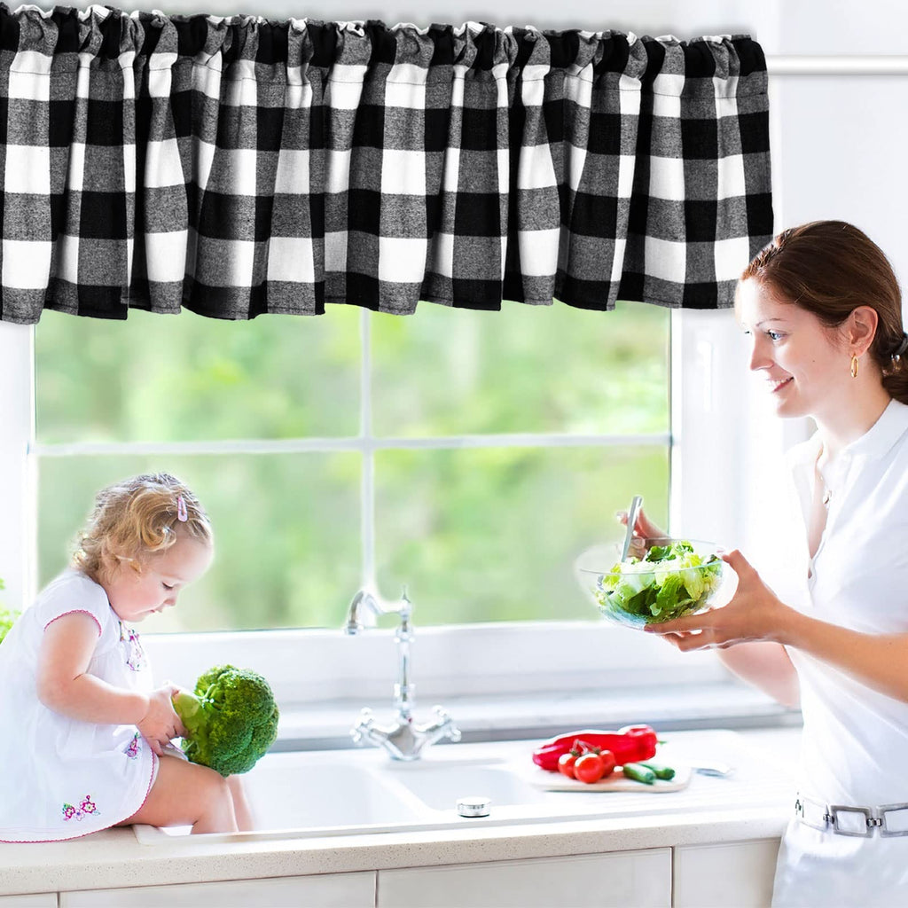 4 Pcs Buffalo Plaid Window Valance Curtains