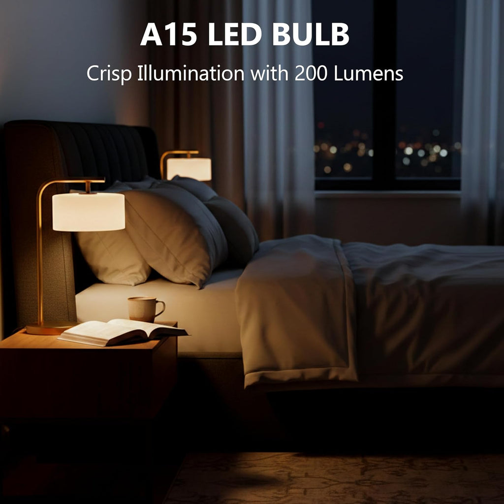 25 Watt Light Bulbs Soft White 2700K, Dimmable, 2W 200 Lumen LED Bulb, E26 Medium Base, 120V, A15 Frosted, Pack of 6