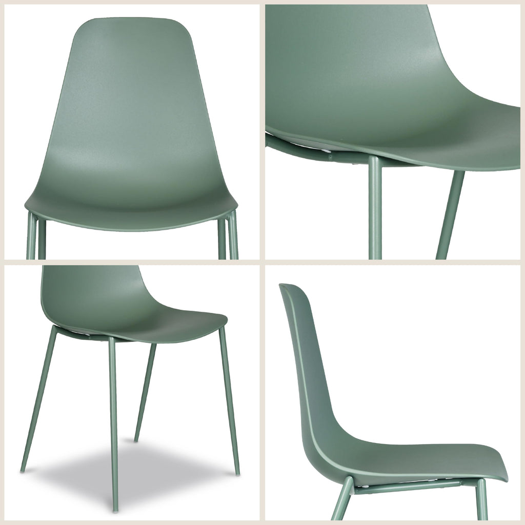 Isla Modern Kitchen Chairs Set of 4 - Plastic Dining Chair with Metal Legs - Quick Assembly Simple Cafe Chairs