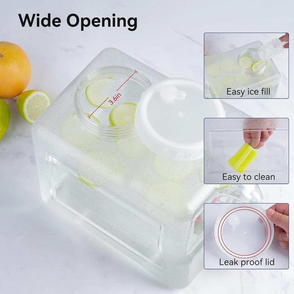 Drink Water Dispenser for Fridge - 2 Gallon Beverage Dispenser with Leak-Proof Spigot, Portable Food-grade Water Jug