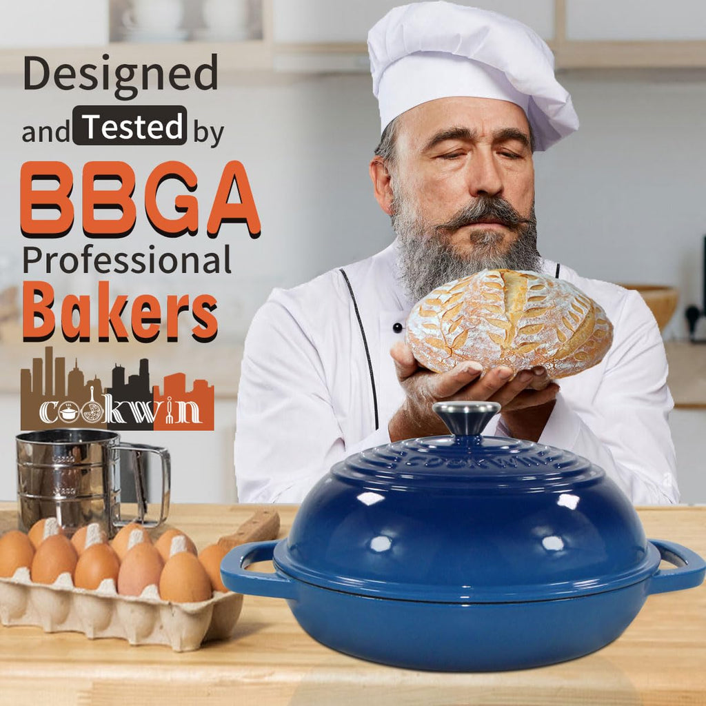 6 QT Enameled Cast Iron Bread Oven, Dutch Oven for Sourdough Baking