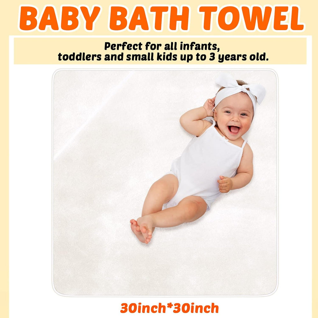 4 Pack Soft 100% Coral Fleece Hooded Baby Bath Towels, White