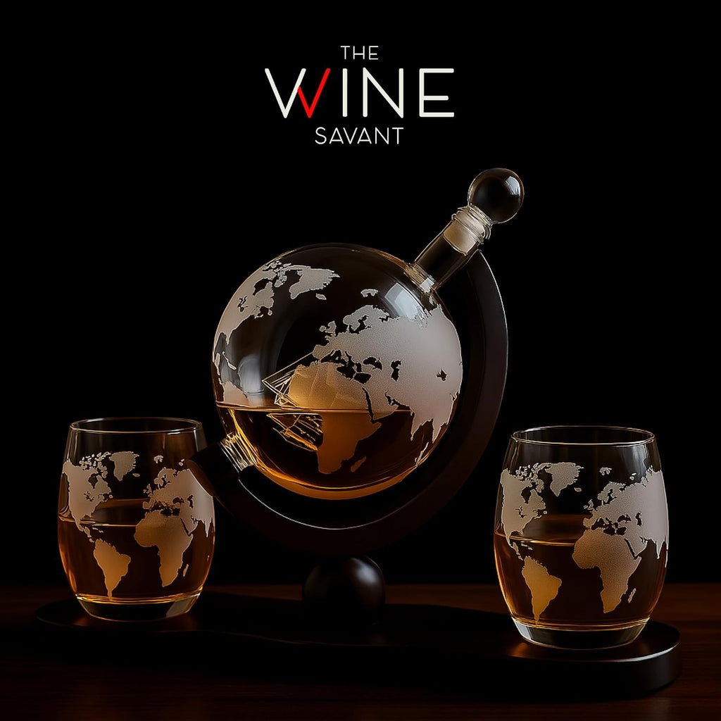 Gifts for Men Dad, Whiskey Decanter Globe Set with Ball & Glasses, Anniversary Birthday Gifts for Him Husband - Set of 2