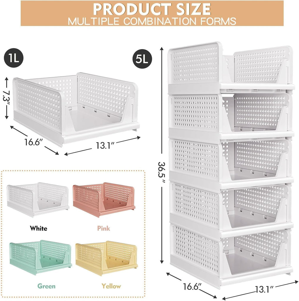 8 Pack Stackable Basket - Stackable Storage Bins
