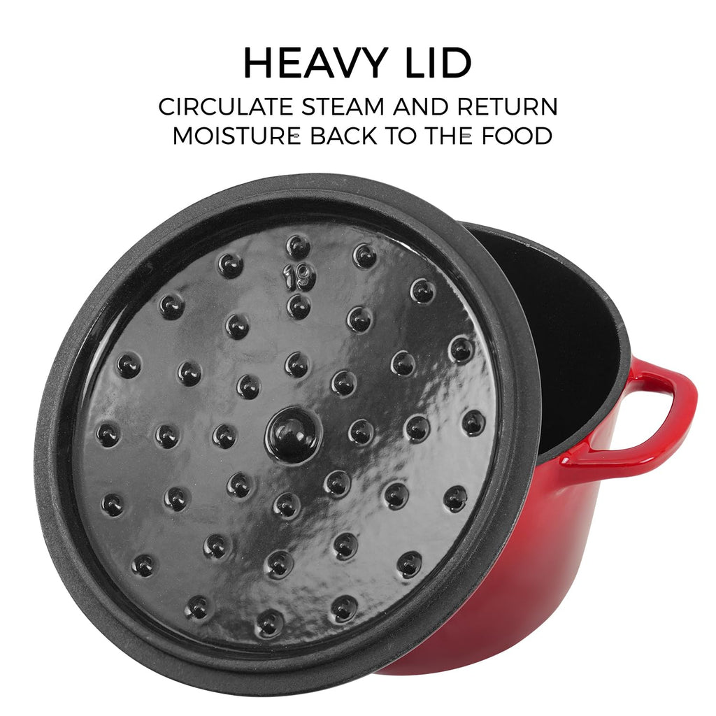 Dutch Oven Pot with Lid 1.8 Qt Cast Iron Dutch Oven for Bread Baking, Red Enameled Cast Iron Rice Pot, Small Deep