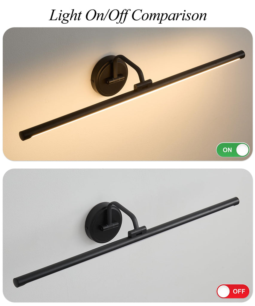 Hardwired Picture Light for Wall,32 Inch Modern Black Dimmable Frame Light with Adjustable Swing Arm,3CCT LED Art