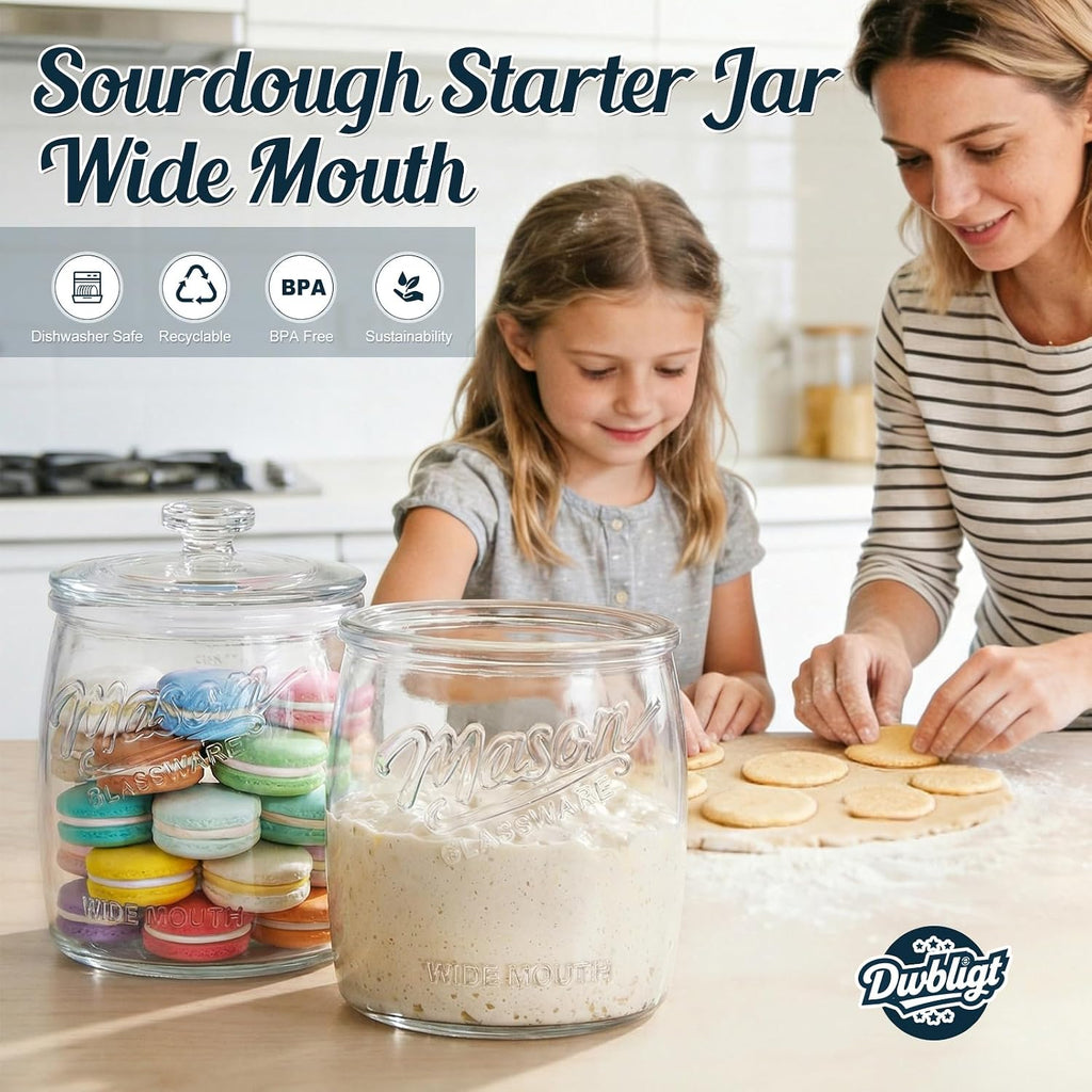 Cookie Jar with Airtight Lids, Half Gallon Wide Mouth Mason Jar - Set of 64