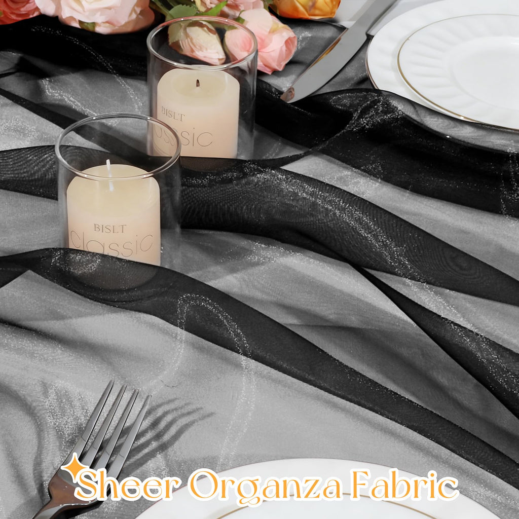 Black Organza Fabric by The Yard, 60 Inch Wide, 3 Yards