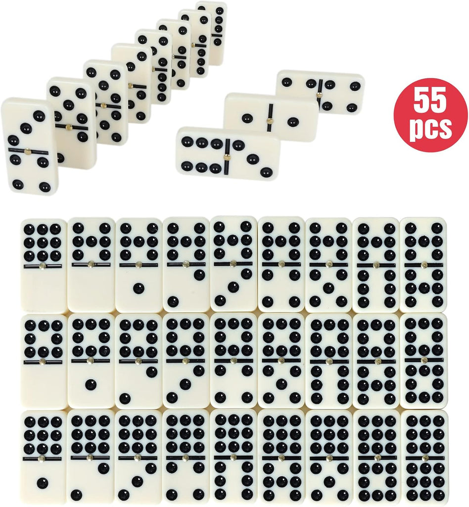 Portable Professional Double 9 Dominos Set for Adults with Storage Box - 55 Tiles Dominoes Set for Holiday Travel