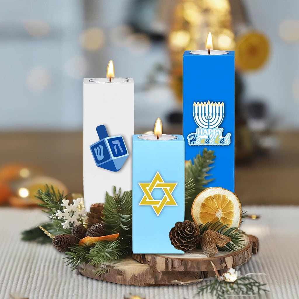 Set Hanukkah Tealight Candle Holder Chanukah Tea Light Votive Candle Hanukkah Table Decorations for Chanukah Jewish - Set of 6
