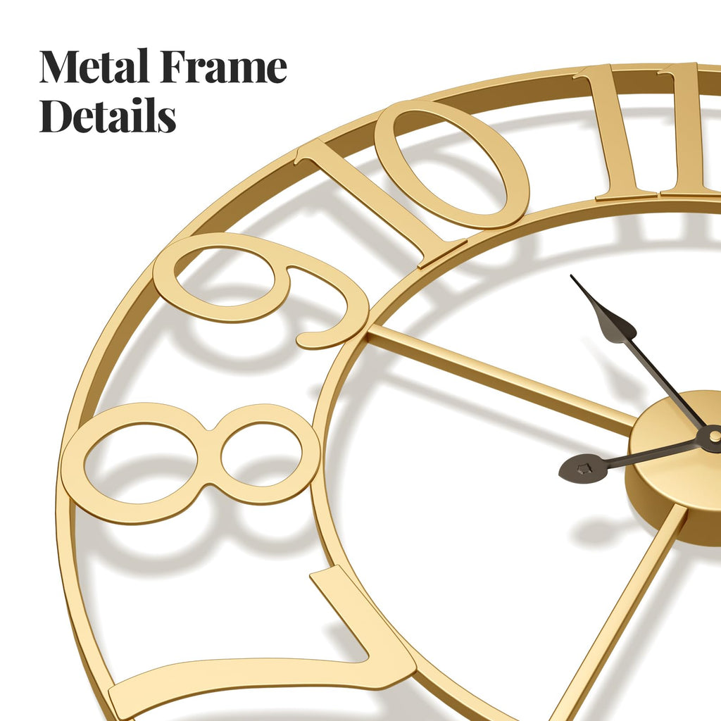 36 Inch Large Wall Clock Gold Decorative Clock Decor