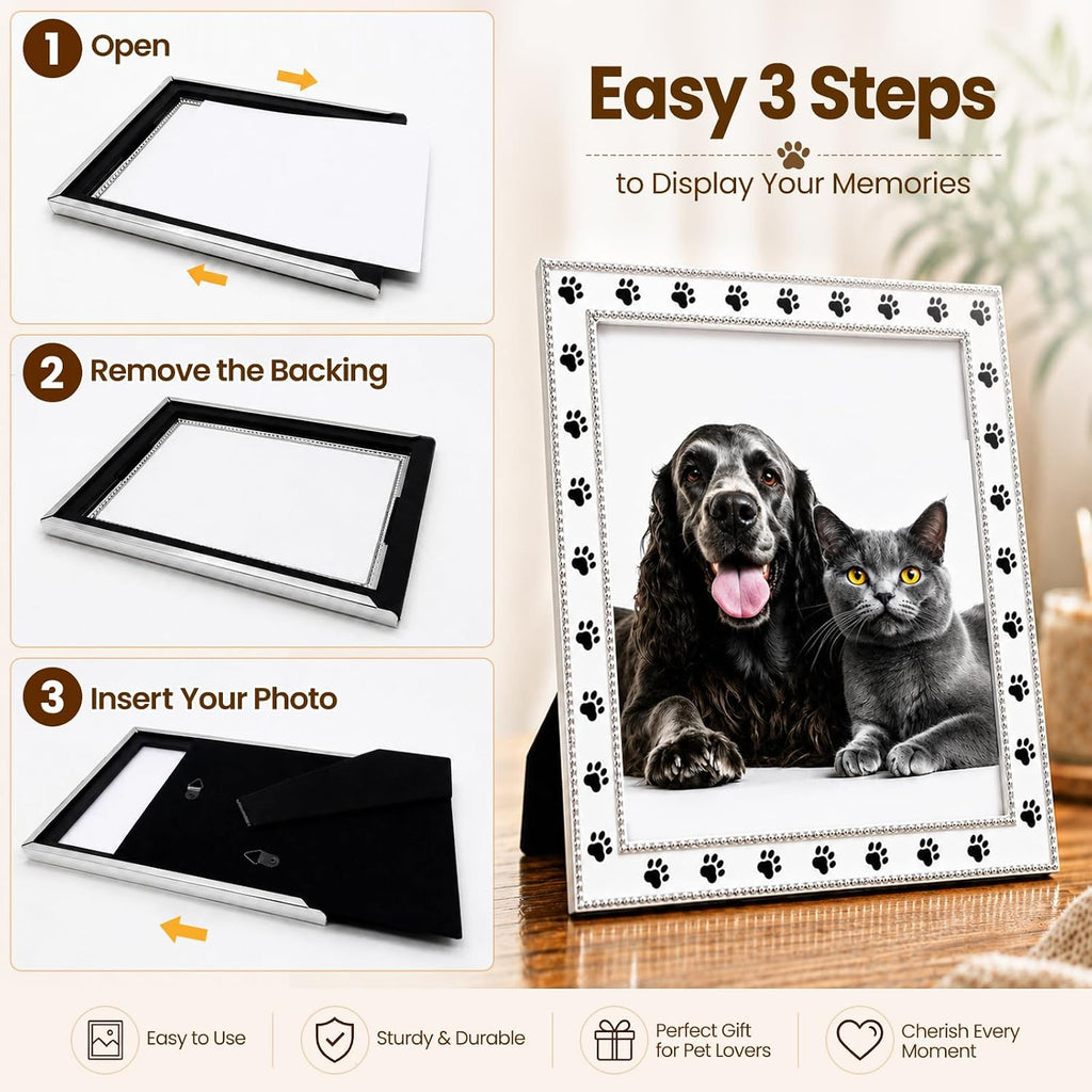 Dog Picture Frame - 8x10 Metal Cute Picture Frames, Pet Memorial Gifts for Dogs Perfect Decor, Office Desk & Gifting