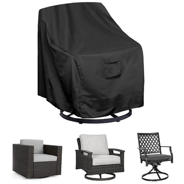 Patio Swivel Chair Cover Waterproof Outdoor Tall Swivel Chair Slip Covers Outside Small Large Oversized Wicker Lawn
