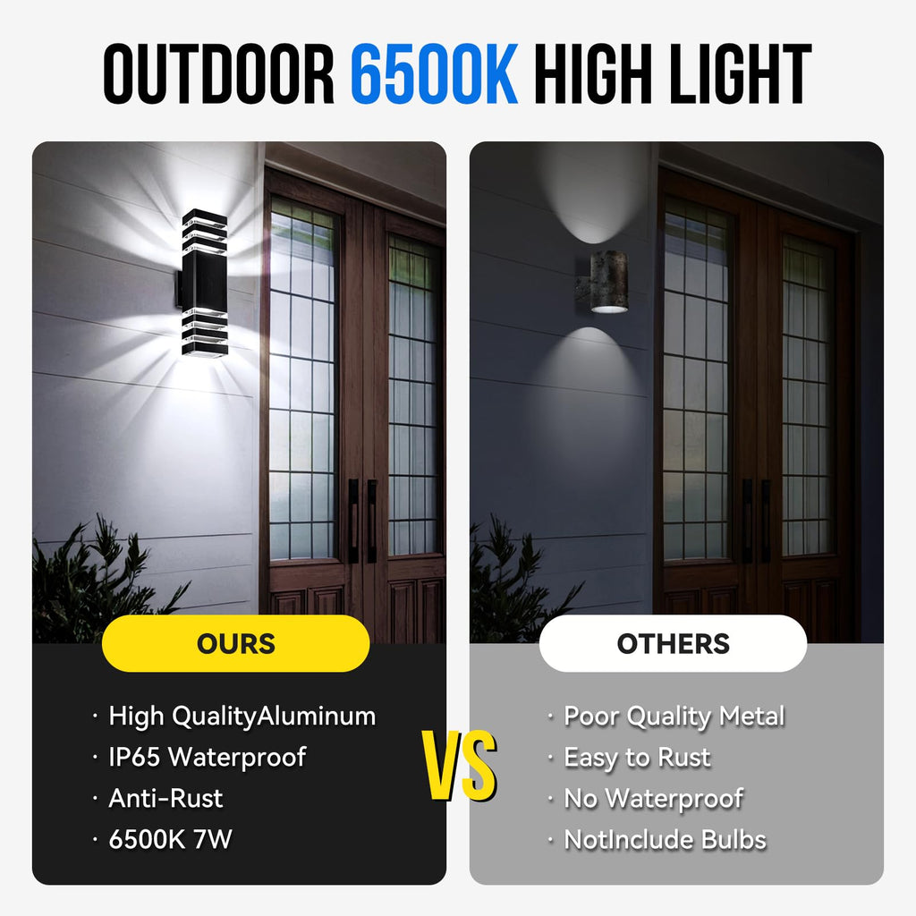 Outdoor Wall Light Fixtures, Up and Down Exterior Lighting Fixtures, Black Wall Sconce Modern Porch Lights Outdoor