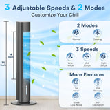 Windowless Portable Air Conditioners, 35" Evaporative Air Cooler w/3 Speeds, 25ft Remote&Touch Control, Timer
