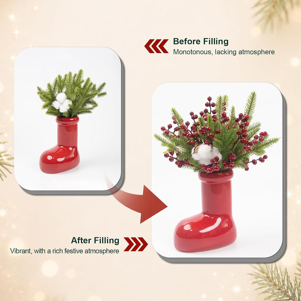 50-Pack Christmas Tree Decorations 6.5" Red Berry Stems Ornaments - Set of 50