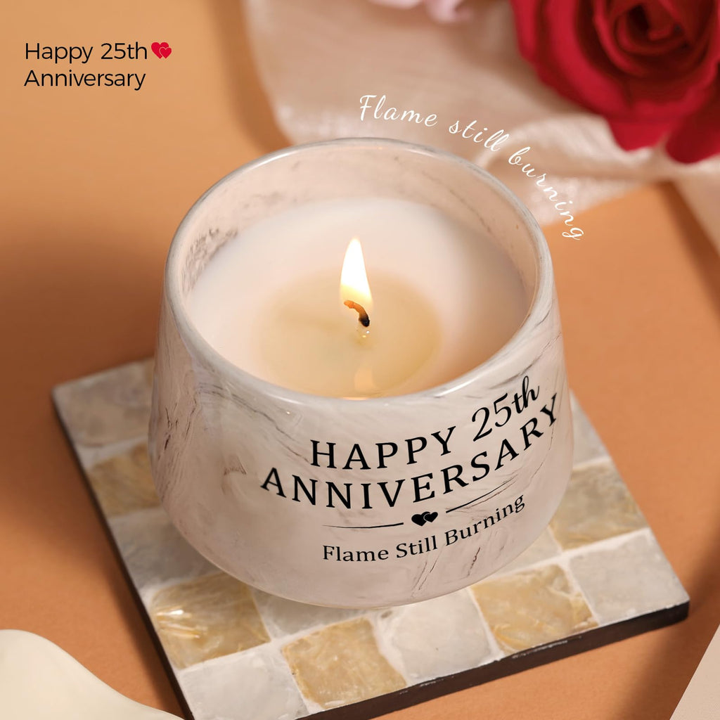 25th Anniversary Candle - 25th Anniversary Wedding Gifts for Couple, Women, Men 6oz Lavender Scented Candle, Romantic