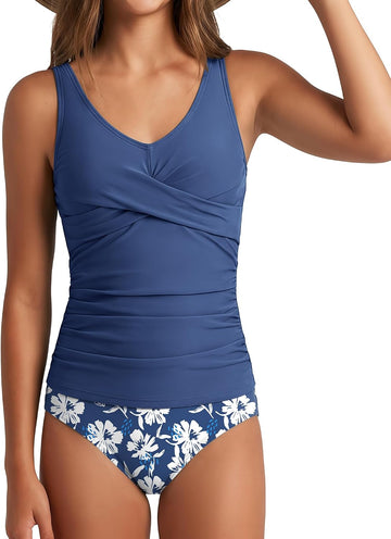 Girls Tankini Swimsuit 2 Piece Adjustable Straps Teen Bathing Suit