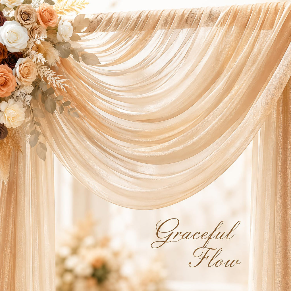 Wedding Arch Draping Fabric Chiffon Panel 30" x 20FT Champagne