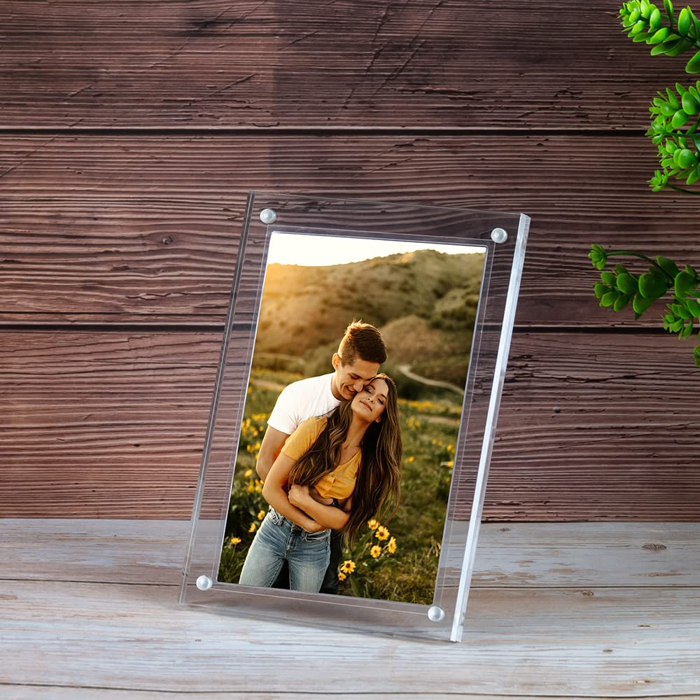 5x7 Acrylic Picture Frame, 5 Pack Clear Magnetic Picture Frame Desktop Display with Photo Frame Support Stand Best