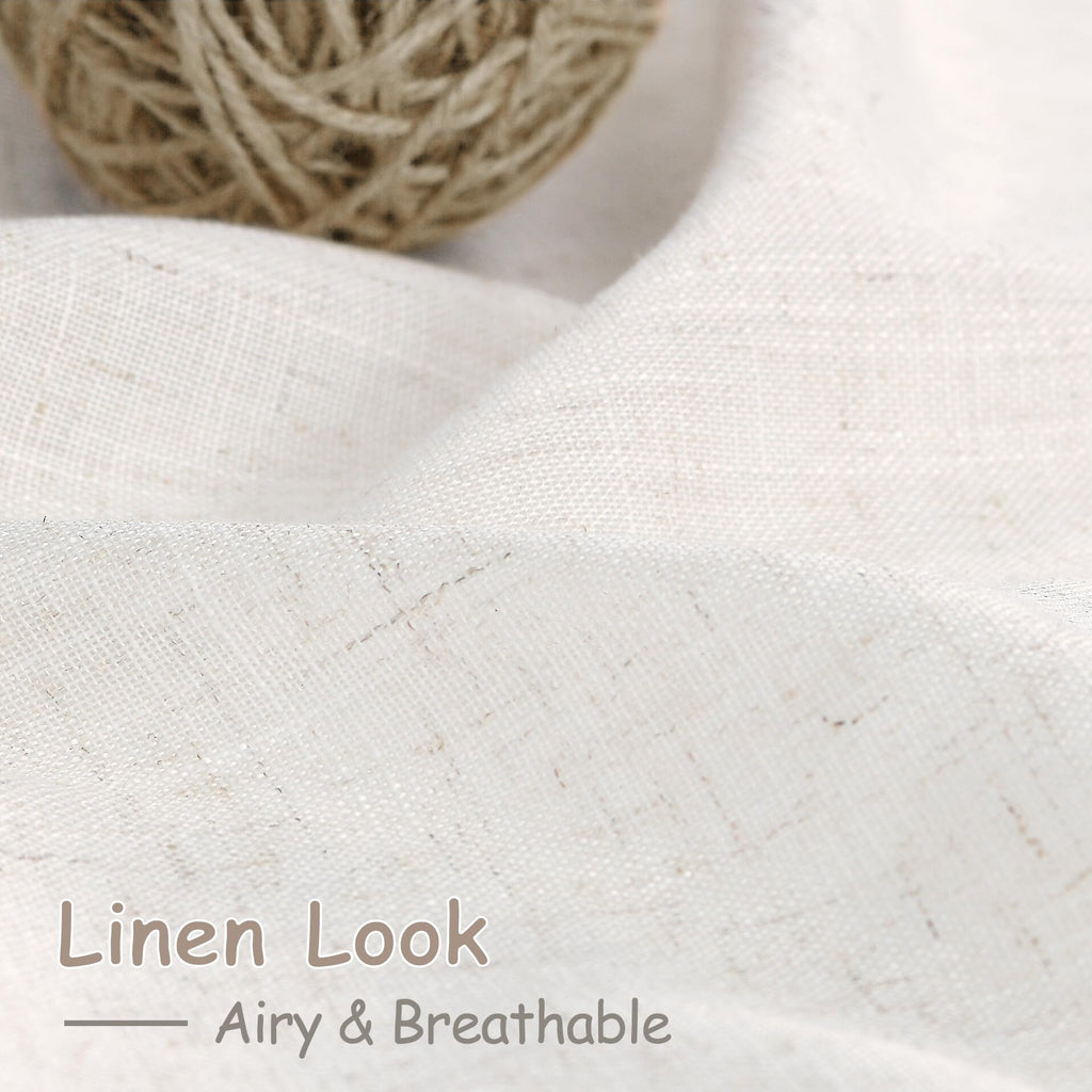 Ivory White Curtains 96 Inches Long 2 Panels Living Room Back Tab Semi Sheer Linen Curtain Modern Farmhouse Coastal