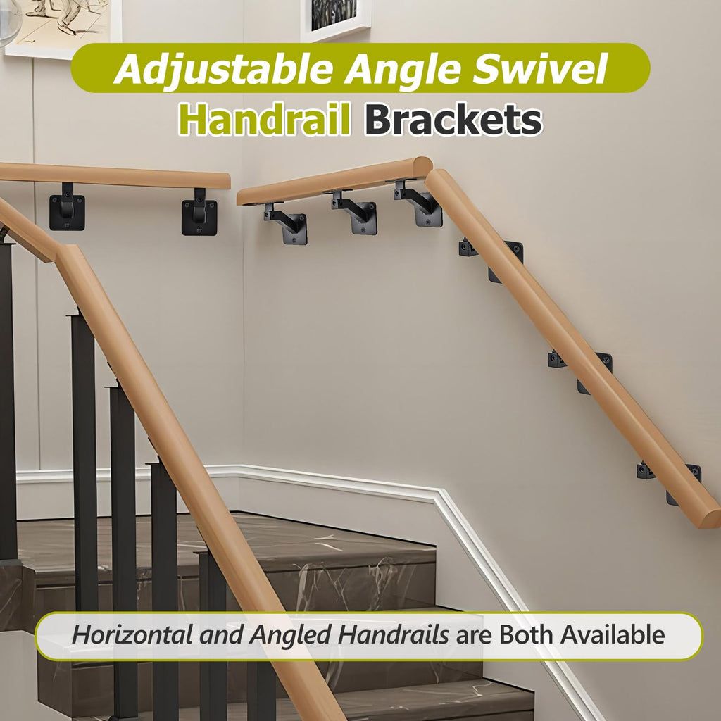 6 Pack Handrail Brackets for Indoor Stairs, Heavy Duty Hardware Support Stair Railing Bracket for Stairways, with