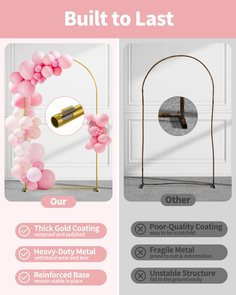 Gold Set, Metal, Set of 2, 7.2 ft and 6 ft