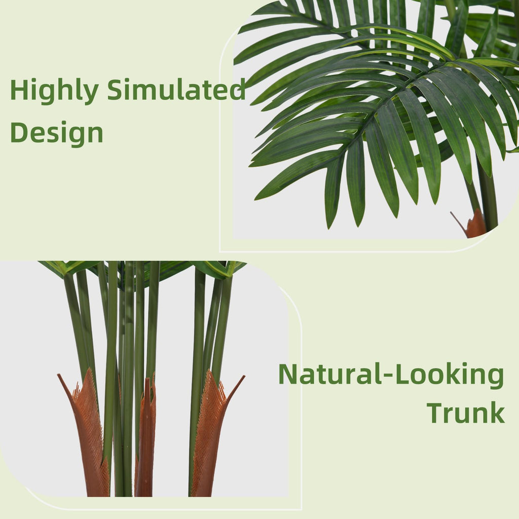 Artificial Palm Plant Indoor 5FT Fake Tree with Mocha Diamond Planter Faux Tropical Areca Tall Fake Floor Plant