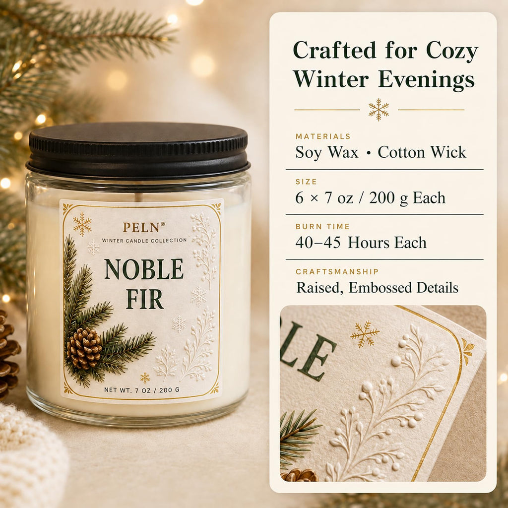 6-Pack Winter Candle Gift Set, 7 oz Soy Candles, Holiday Christmas Scents