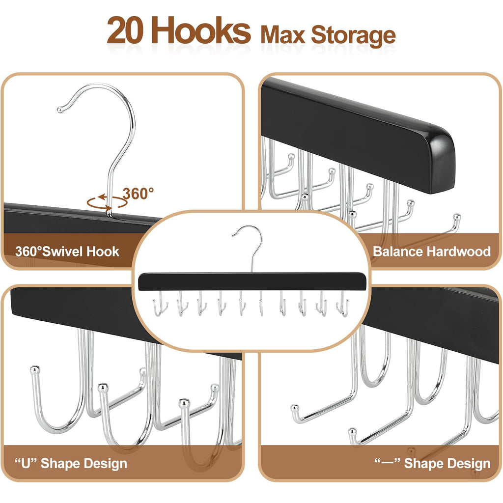 40 Hooks 2 in 1 Belt Tie Hanger Max 60 Belts 60 Ties Capacity