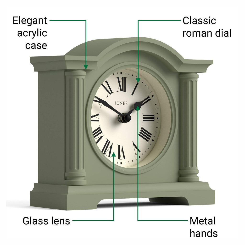 Kensington Mantel Clock | Small Arch top Clock | Sage Green