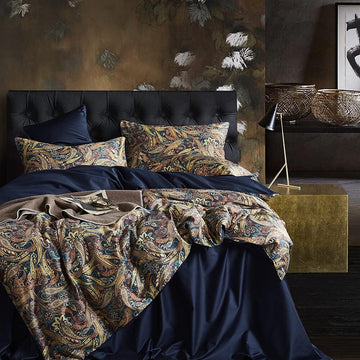 Duvet Cover Queen Set Boho Floral Pattern Duvet Cover Queen for Queen Bed Vintage Soft Bedding Leaf Print Paisley